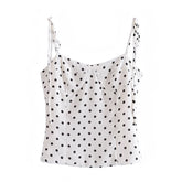 Black & White Polka Dot Spaghetti Strap Corset Tank Top